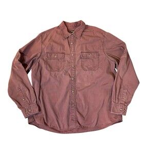 Vintage Eddie Bauer Men’s XL Button Up Shirt Brown Reddish Utility Cotton